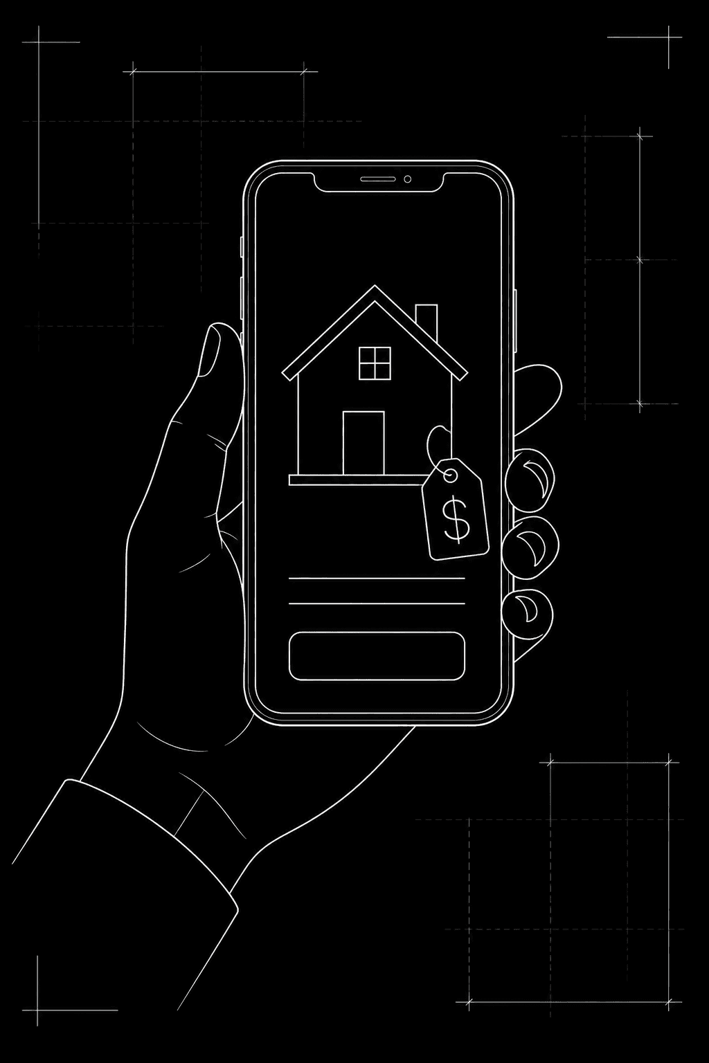 Blueprint illustration of submitting a deal on a phone