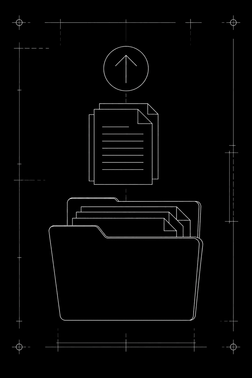 Blueprint illustration of organized document upload