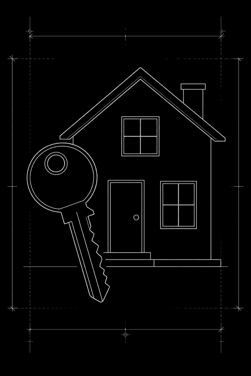 Blueprint illustration of house keys at closing